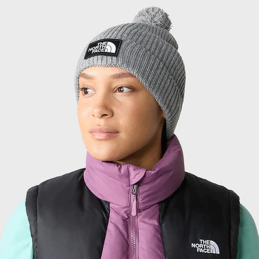 BONNET À LOGO BOX TNF ET POMPON TNF Medium Grey Heather