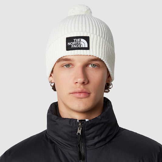 BONNET À LOGO BOX TNF ET POMPON Gardenia White