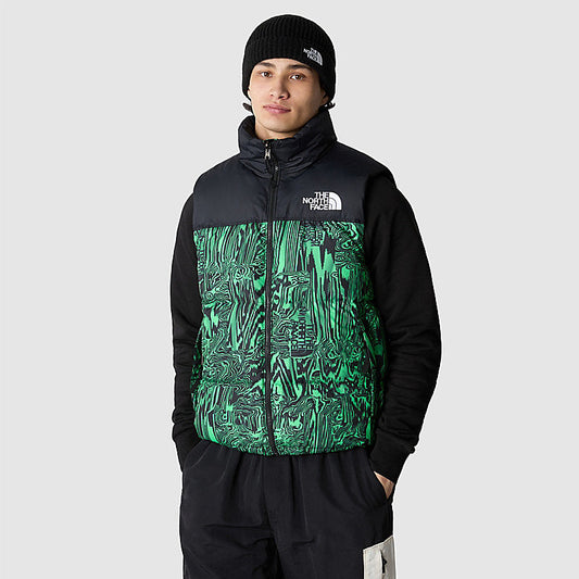 GILET 1996 RETRO NUPTSE POUR HOMME Chlorophyll Green Digital Distortion Print-TNF Black