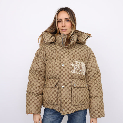 Doudoune Gucci x The North Face Coton Monogramme Beige